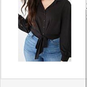 Black Sheer Long Sleep Top with Knot